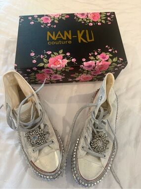 Free People Silver Studded High-Top Sneakers